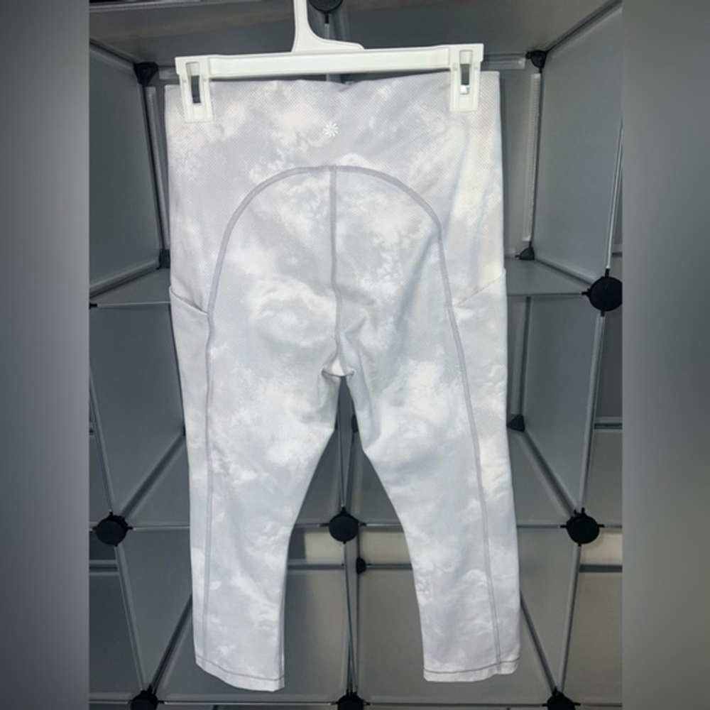 Athleta Women's Ultimate Stash Pocket Printed Crop Leggings White Gray Size M - Picture 8 of 10